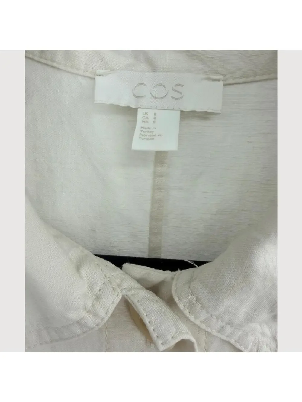 COS Linen Blend Wide Leg Utility Jumpsuit Cream 8